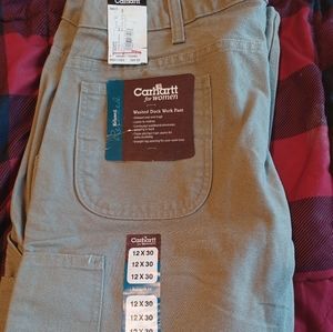 New Carhartt for Women Duck Work Pant, Relaxed Fit, 12x30, with tags.